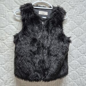 Caslon Black Faux Fur Vest Soft Layering Full Zip Vegan Animal Friendly Size S